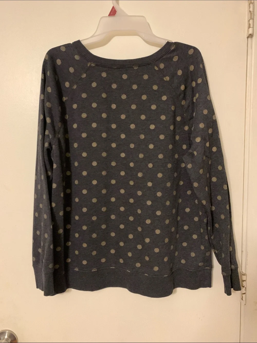 Old Navy Charcoal Crewneck Sweatshirt with Cream Polka Dots